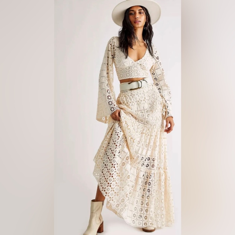 Free People Crochet Maxi Skirt Set Yesenia Set
